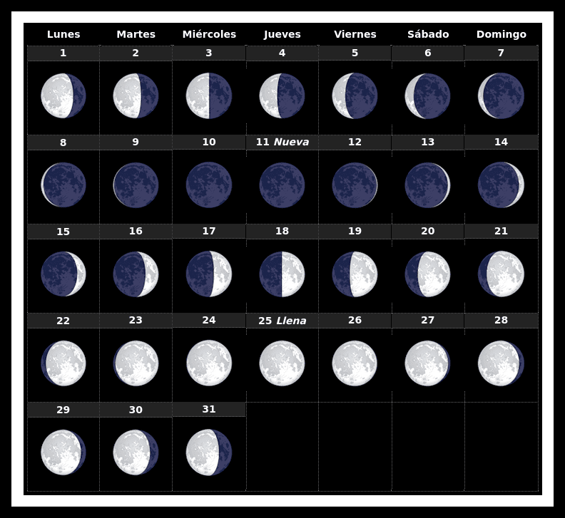 Calendario Lunar de Enero 2024 Fases Lunares